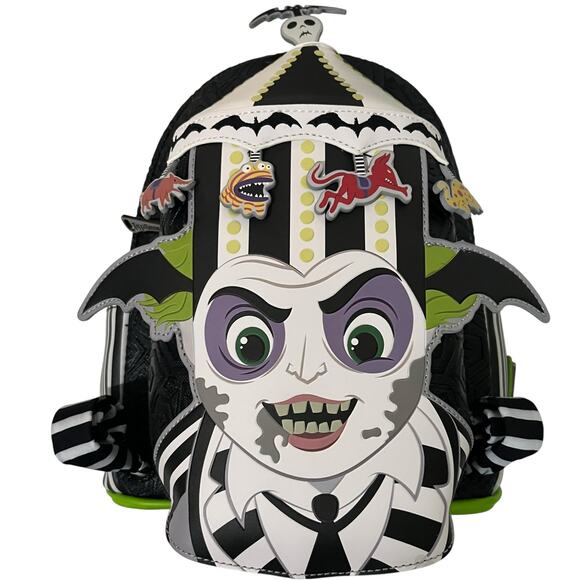 Loungefly Beetlejuice Carousel Mini Backpack Glow In The Dark Halloween NWT - Picture 2 of 8
